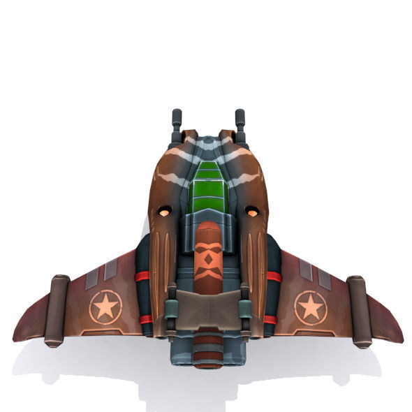 Combat spaceships Low-poly 3D model_5