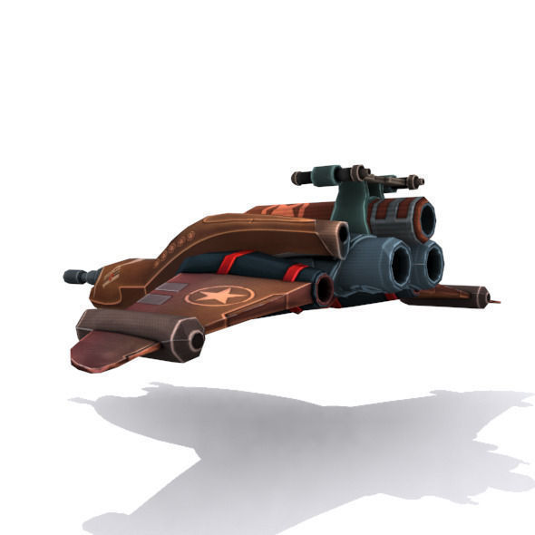 Combat spaceships Low-poly 3D model_3