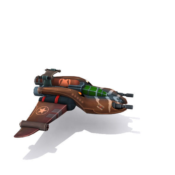 Combat spaceships Low-poly 3D model_8
