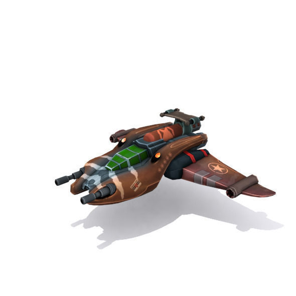 Combat spaceships Low-poly 3D model_11