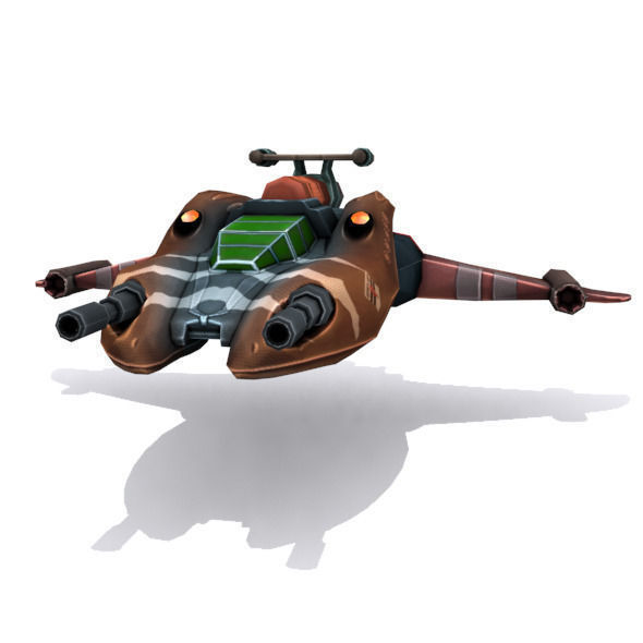 Combat spaceships Low-poly 3D model_1