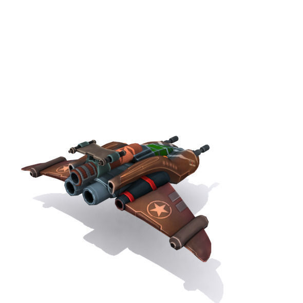Combat spaceships Low-poly 3D model_12