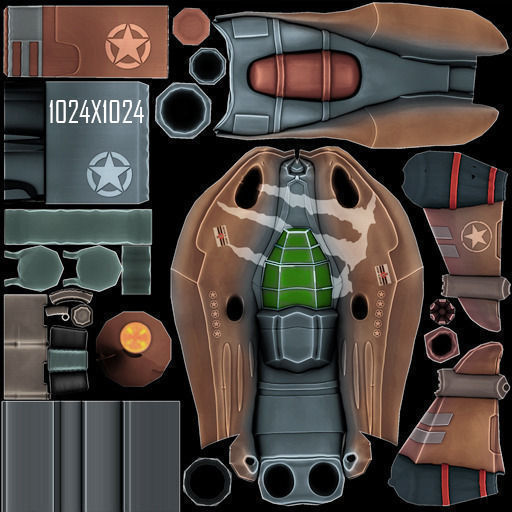 Combat spaceships Low-poly 3D model_6