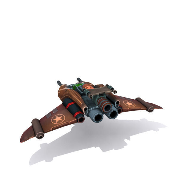 Combat spaceships Low-poly 3D model_9