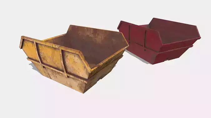Low Poly PBR Skip two bins Low-poly 3D model