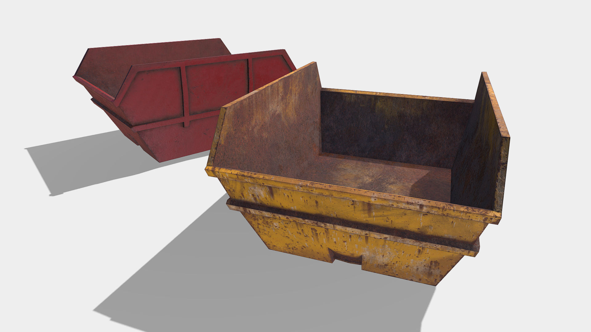 Low Poly PBR Skip two bins Low-poly 3D model_2