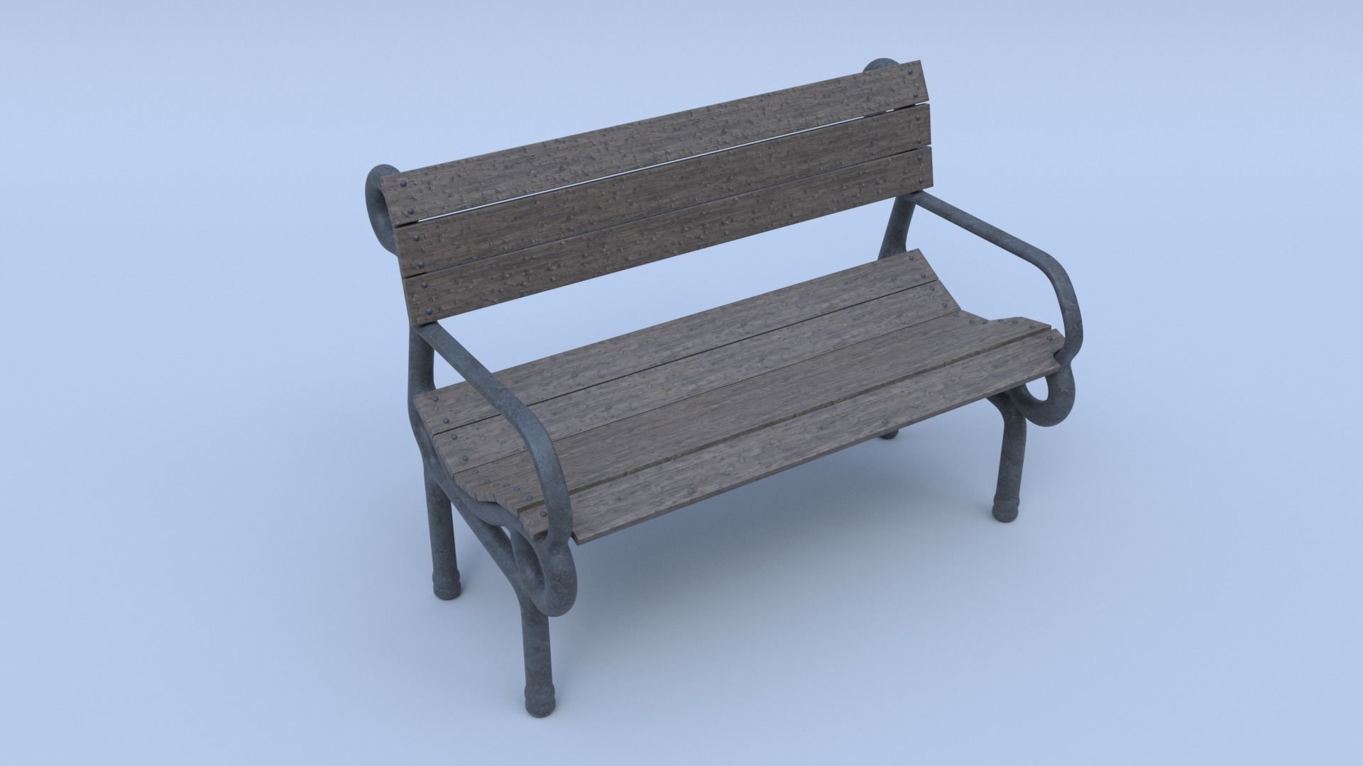 Bench park 3D model_0