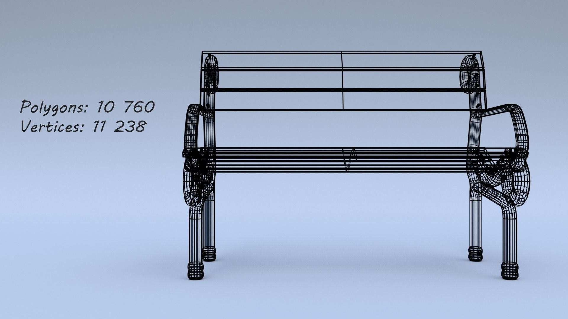 Bench park 3D model_20
