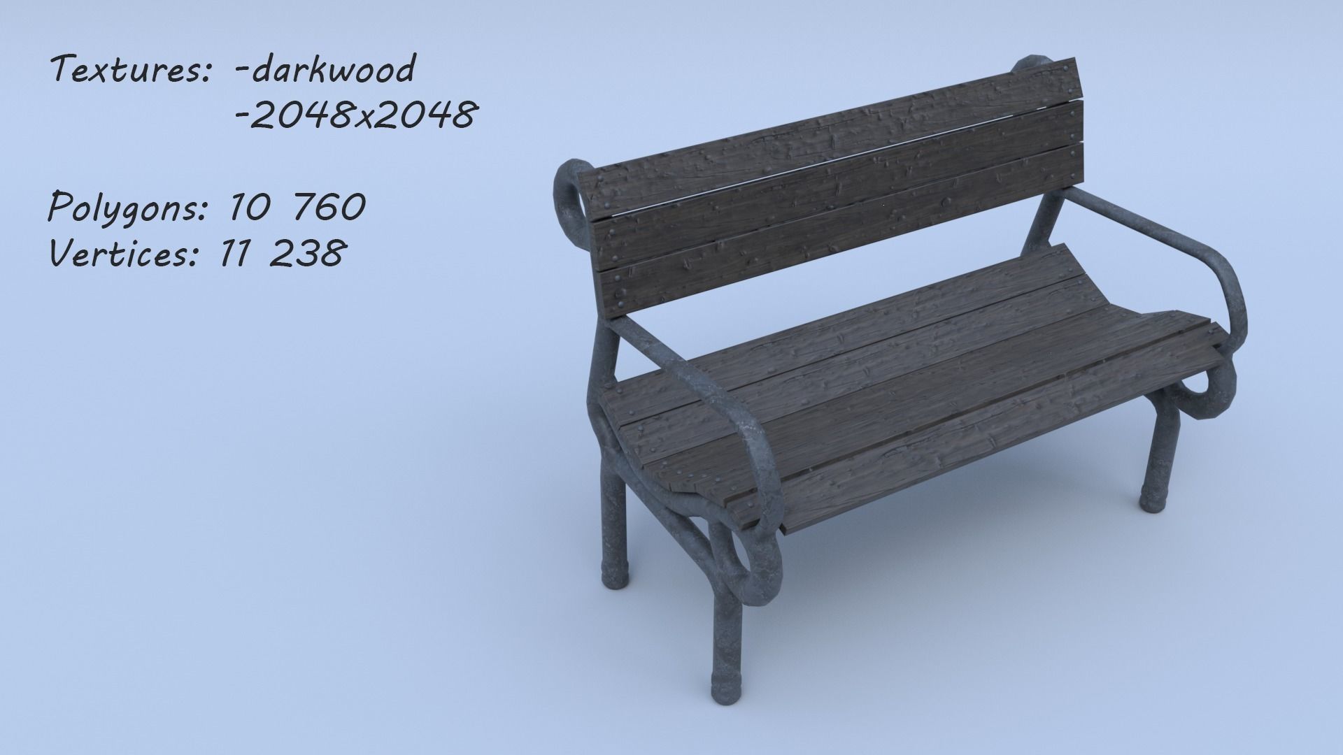 Bench park 3D model_13
