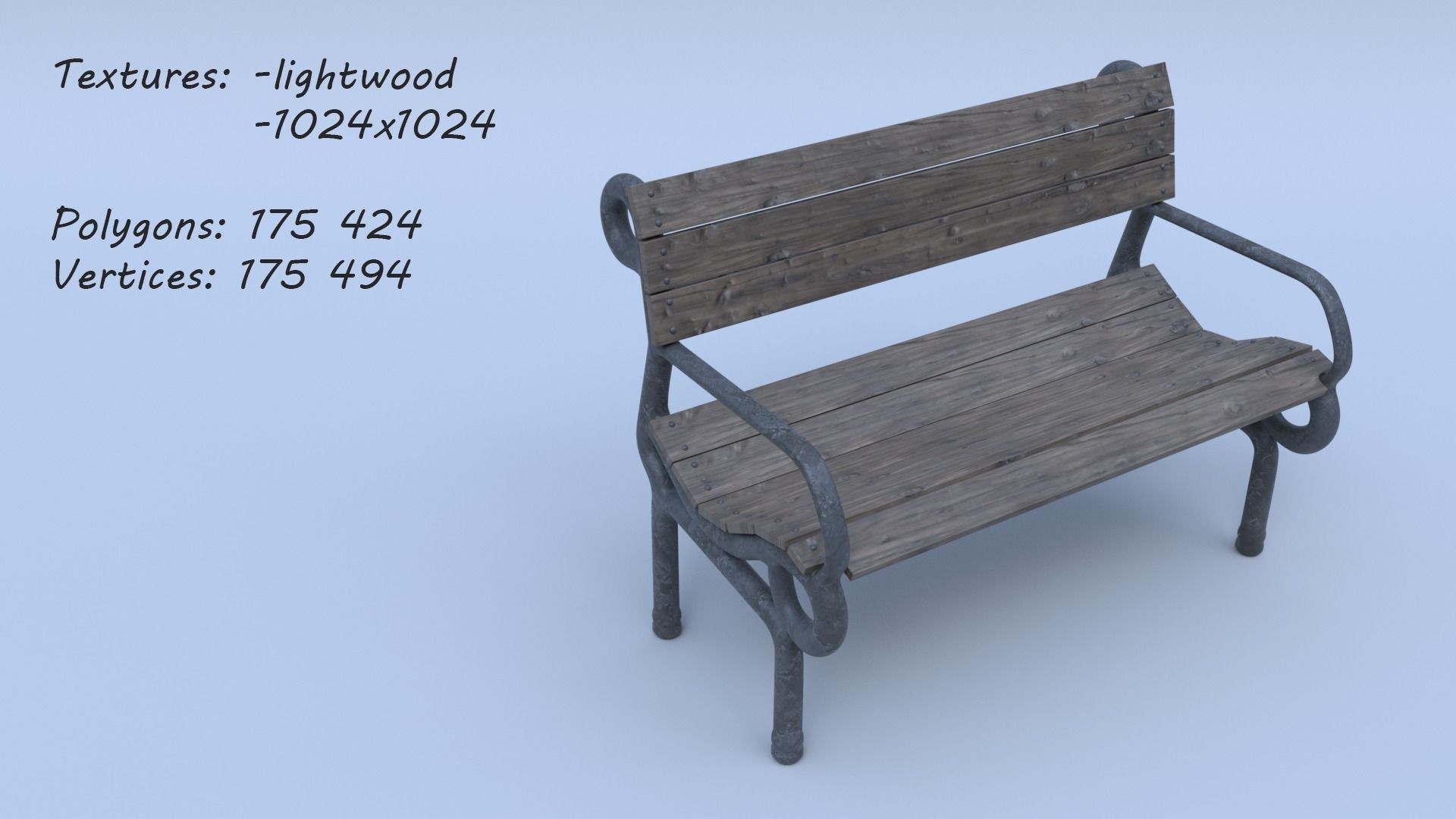 Bench park 3D model_7