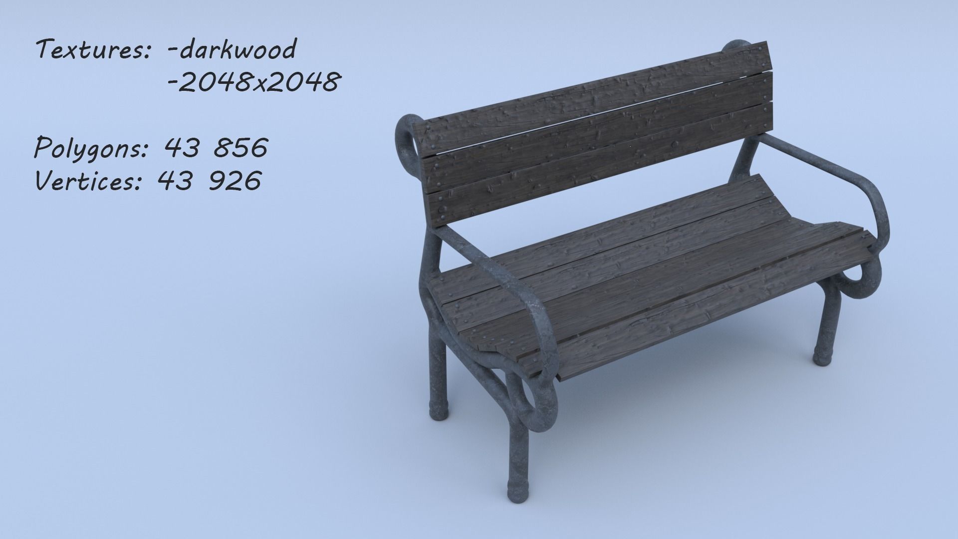 Bench park 3D model_14