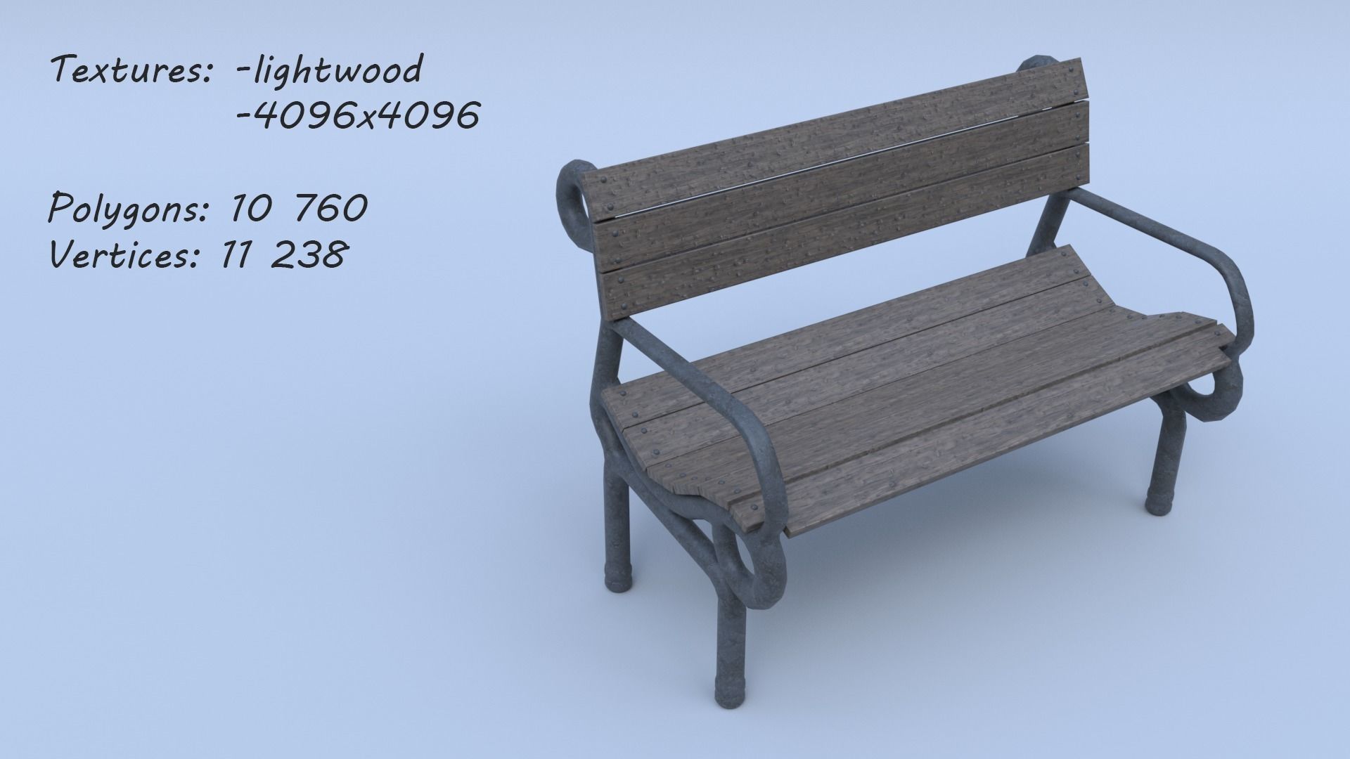Bench park 3D model_3