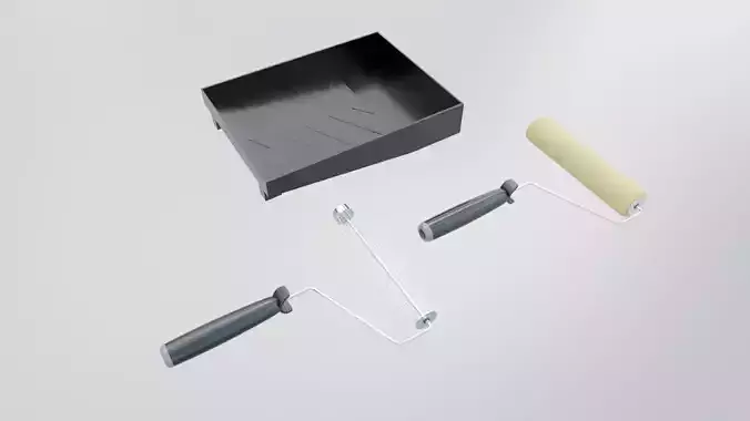 Paint Roller and Tray Low-poly 3D model