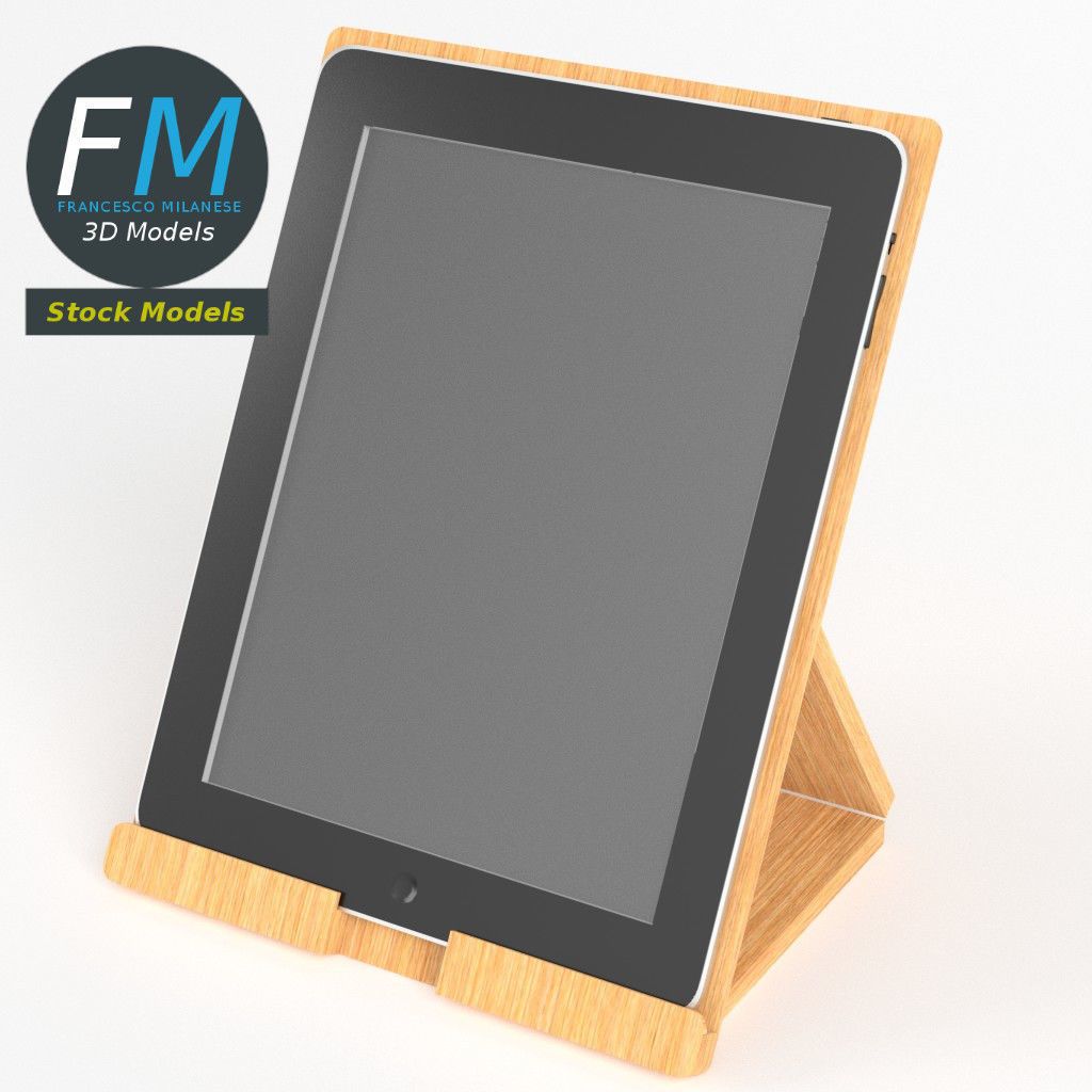 Tablet on desktop stand 3D model_2
