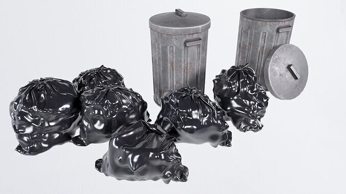 Low Poly PBR Trash Can Low-poly 3D model