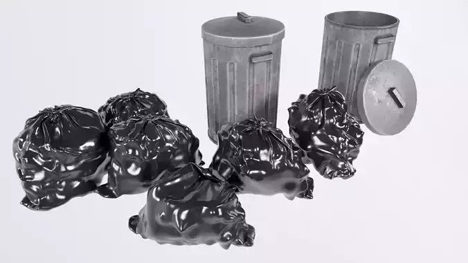 Low Poly PBR Trash Can
