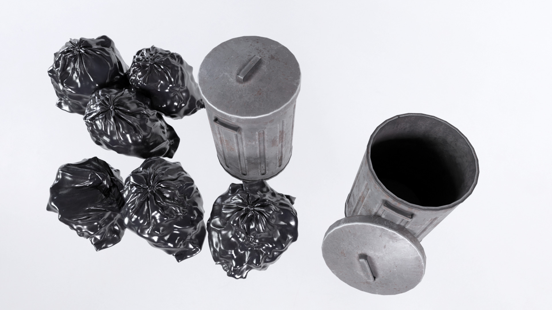 Low Poly PBR Trash Can Low-poly 3D model_2