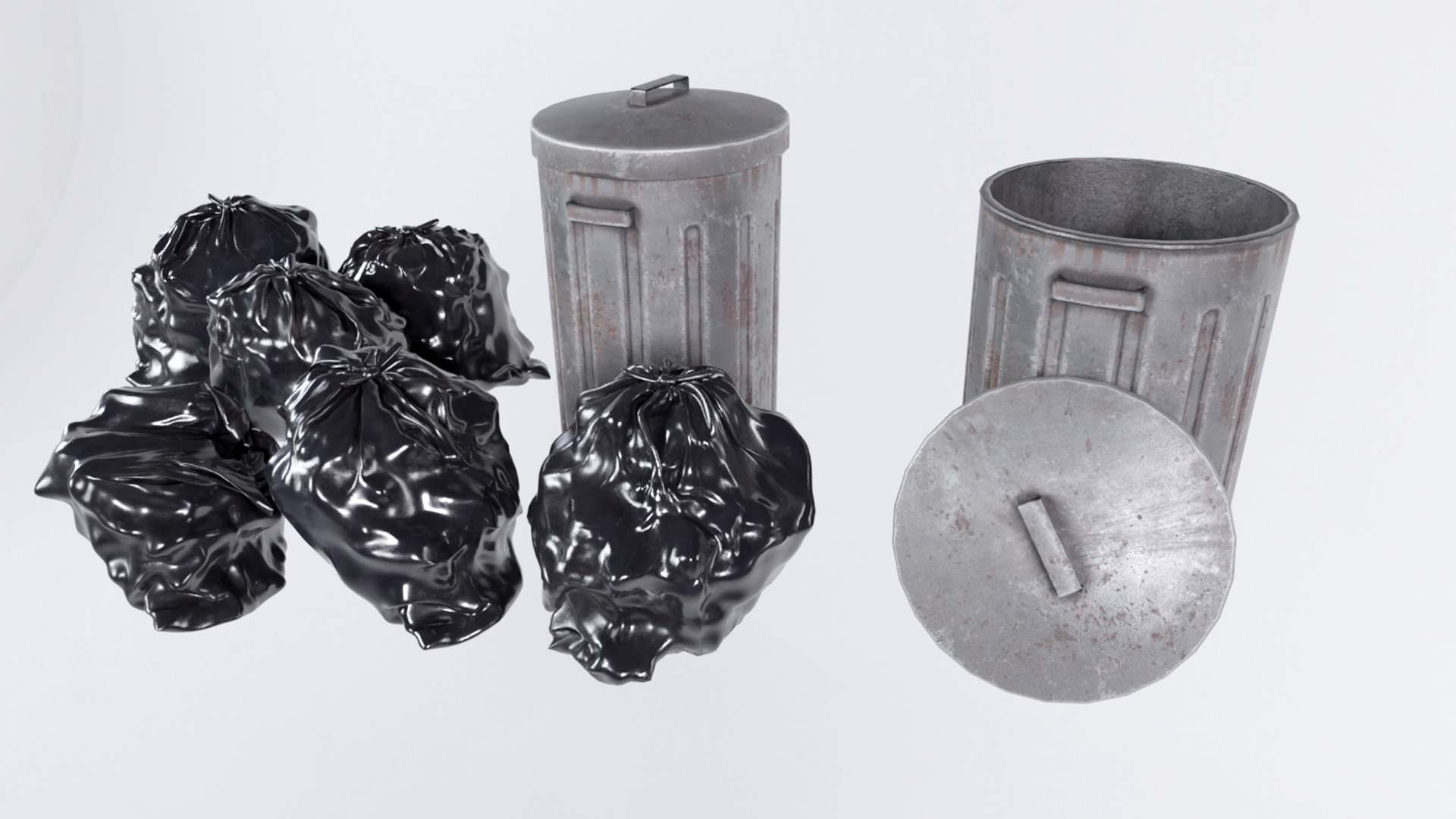 Low Poly PBR Trash Can Low-poly 3D model_1