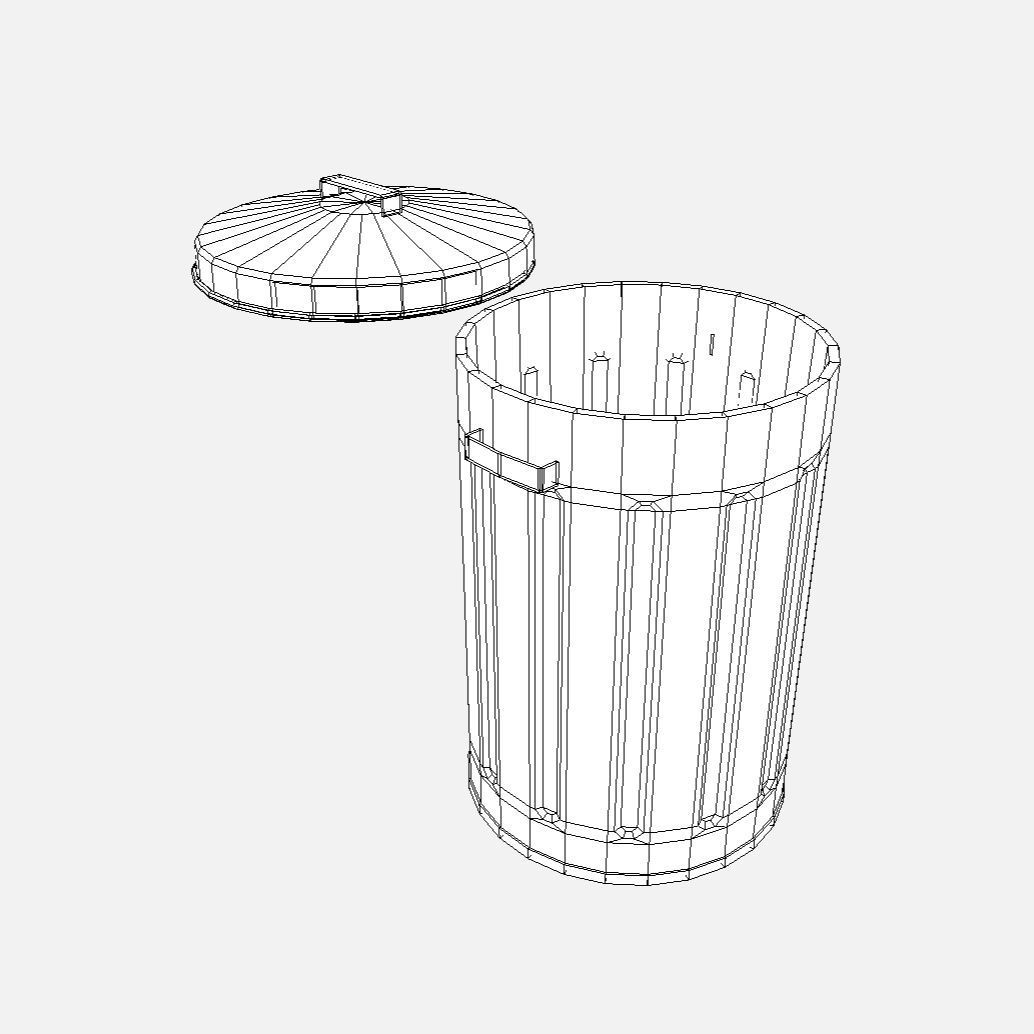 Low Poly PBR Trash Can Low-poly 3D model_7