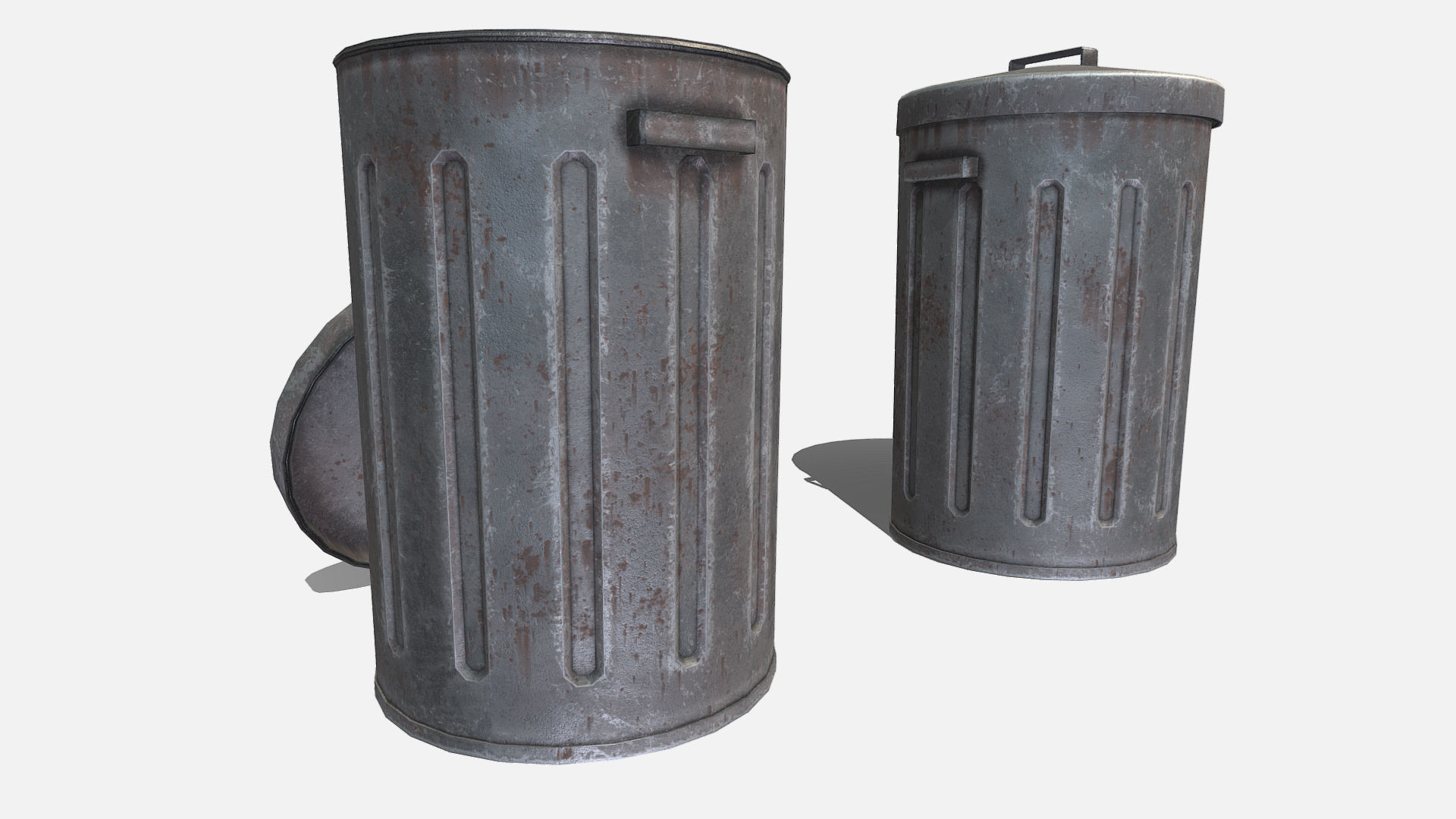 Low Poly PBR Trash Can Low-poly 3D model_5