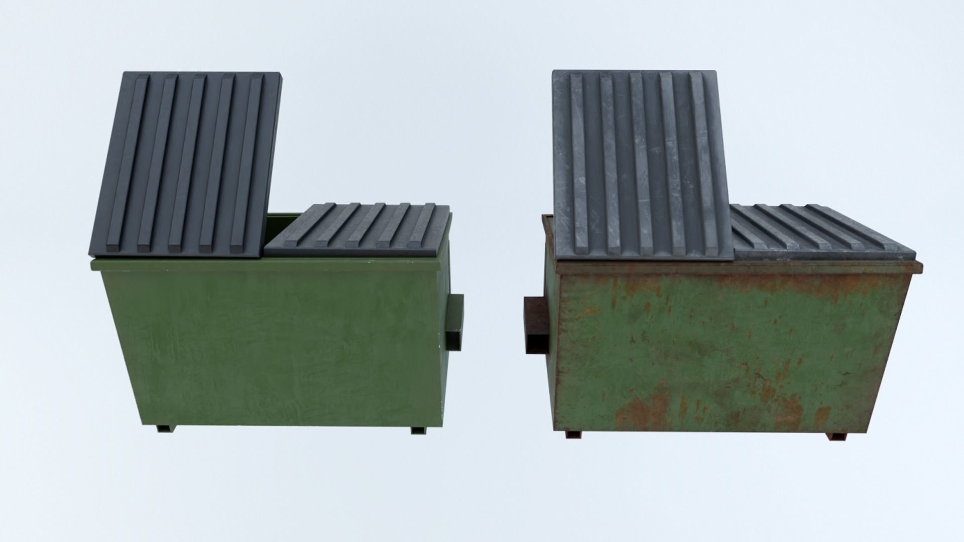 Low Poly PBR Dumpster waste bin Low-poly 3D model_4