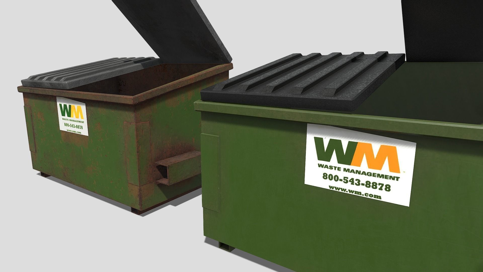 Low Poly PBR Dumpster waste bin Low-poly 3D model_5