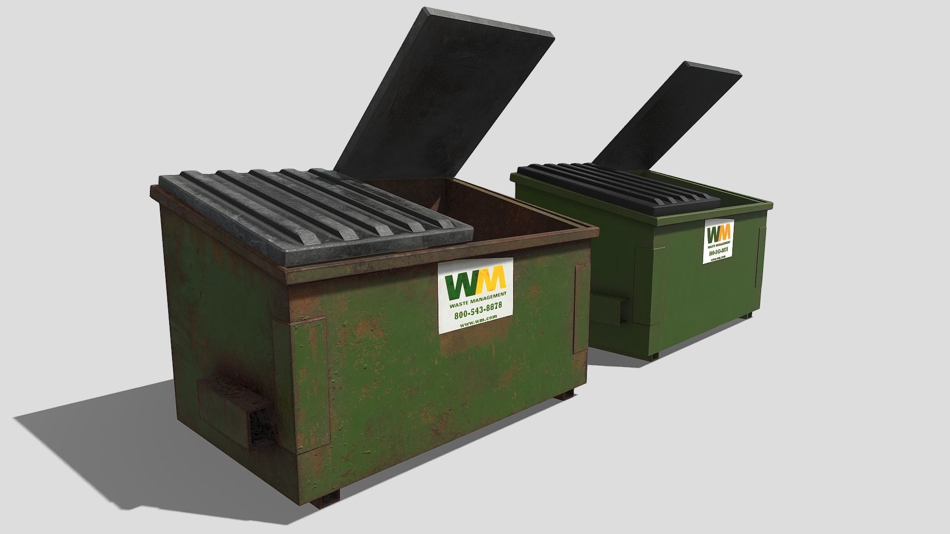 Low Poly PBR Dumpster waste bin Low-poly 3D model_7