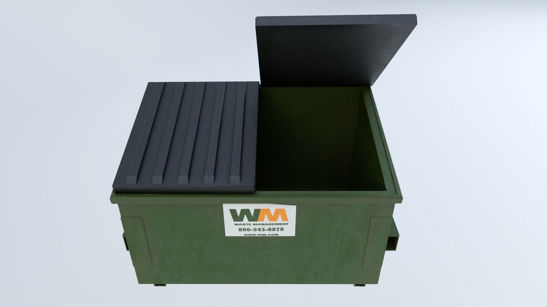 Low Poly PBR Dumpster waste bin Low-poly 3D model_1