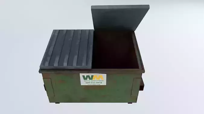 Low Poly PBR Dumpster waste bin Low-poly 3D model
