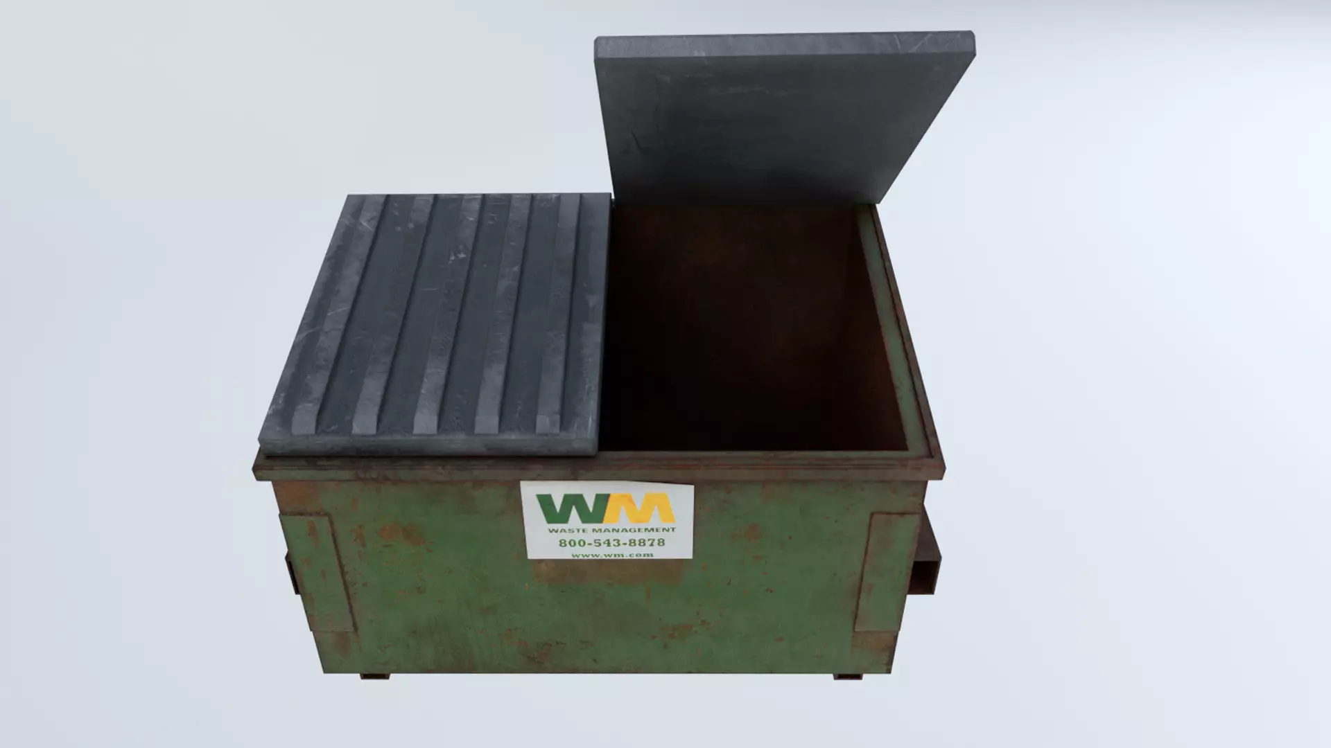 Low Poly PBR Dumpster waste bin Low-poly 3D model_0