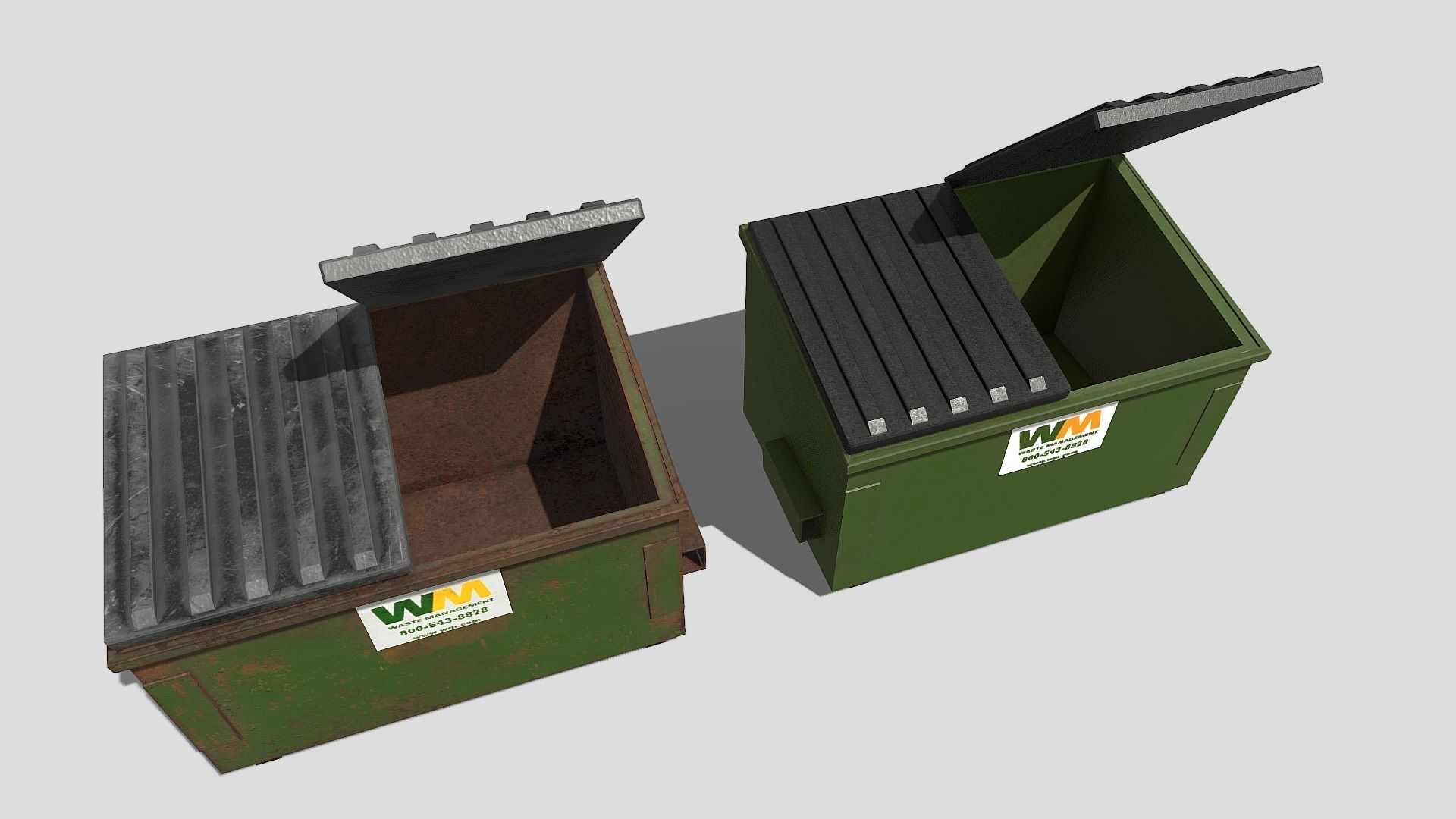 Low Poly PBR Dumpster waste bin Low-poly 3D model_9