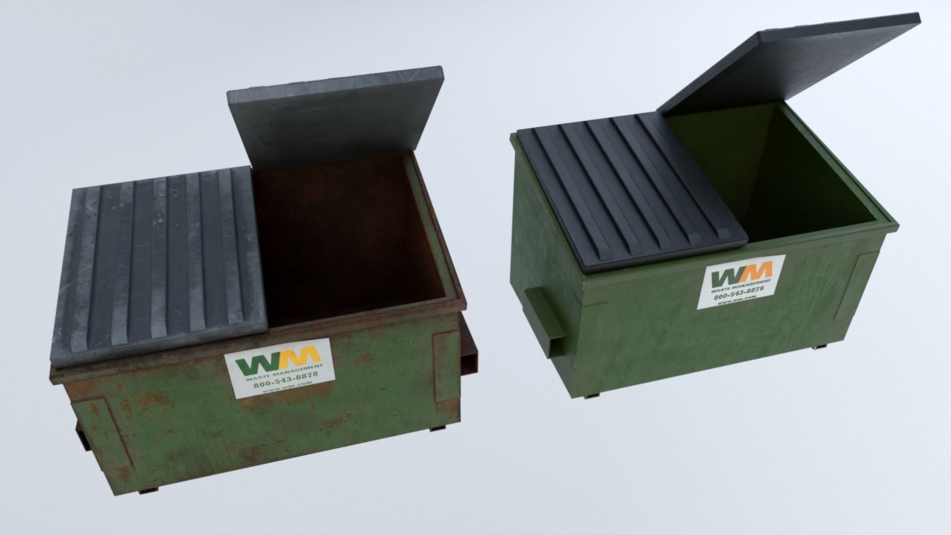 Low Poly PBR Dumpster waste bin Low-poly 3D model_3