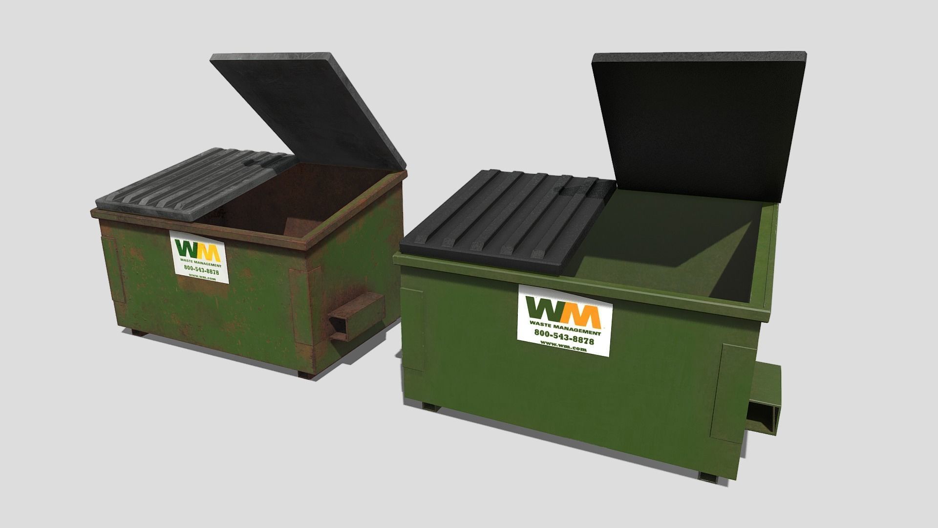 Low Poly PBR Dumpster waste bin Low-poly 3D model_6