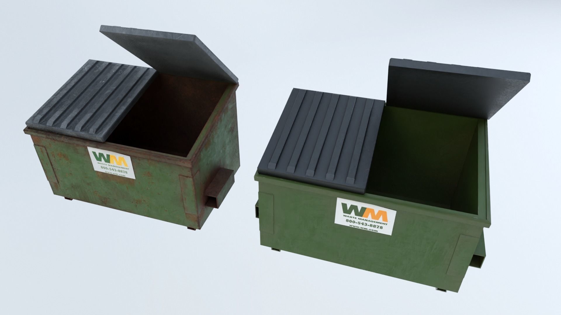 Low Poly PBR Dumpster waste bin Low-poly 3D model_2