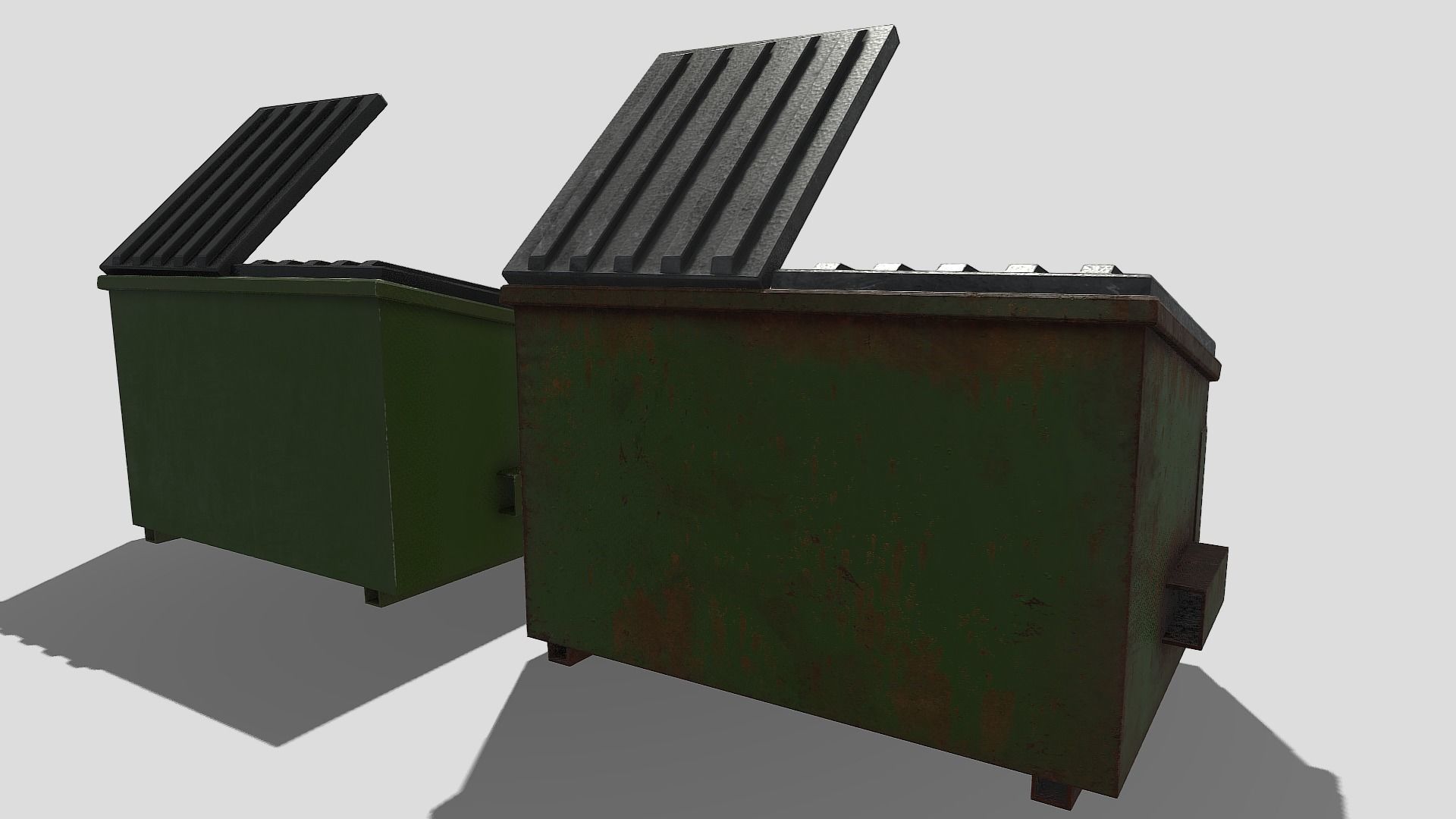 Low Poly PBR Dumpster waste bin Low-poly 3D model_8