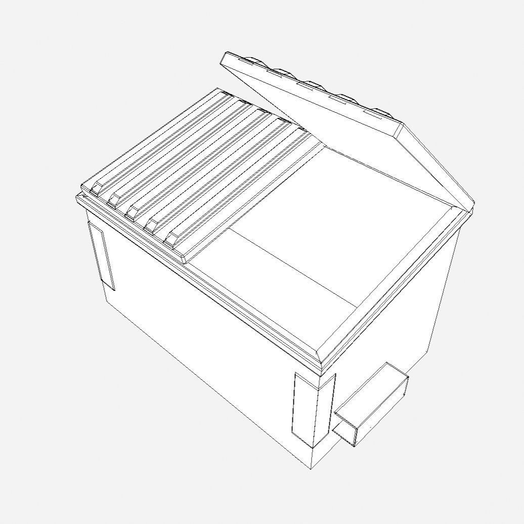 Low Poly PBR Dumpster waste bin Low-poly 3D model_12
