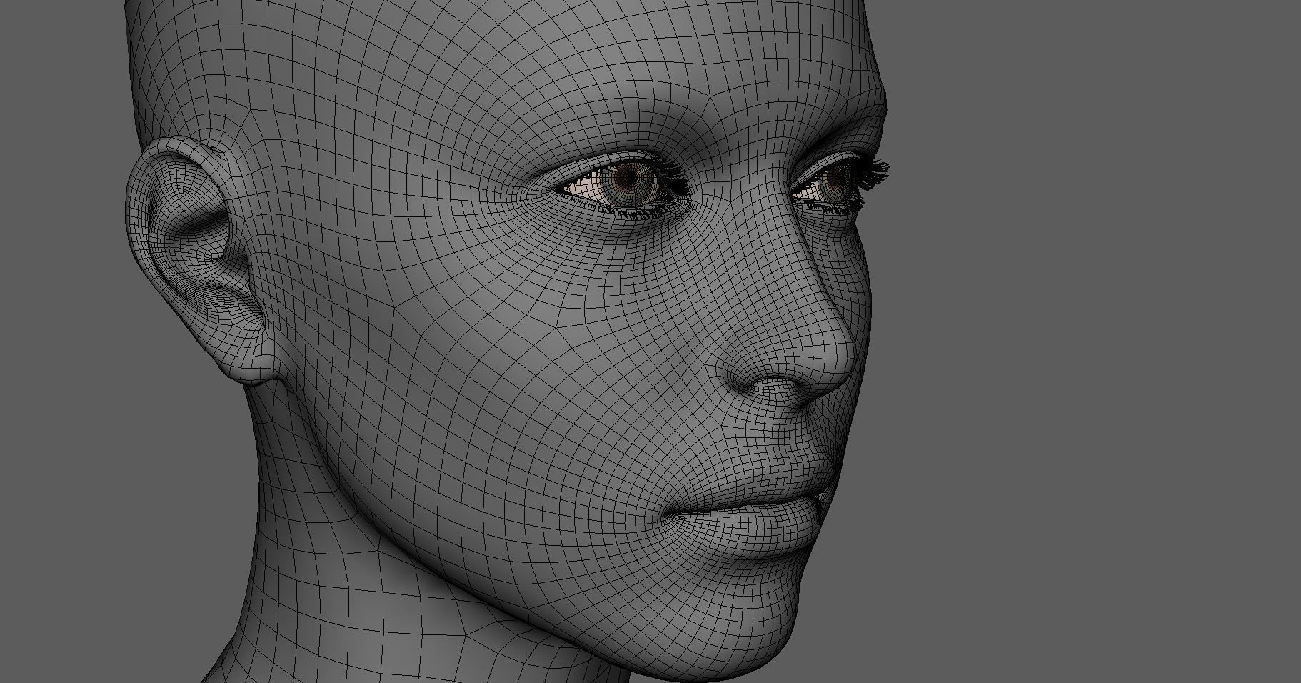 Female Head Low-poly 3D model_14
