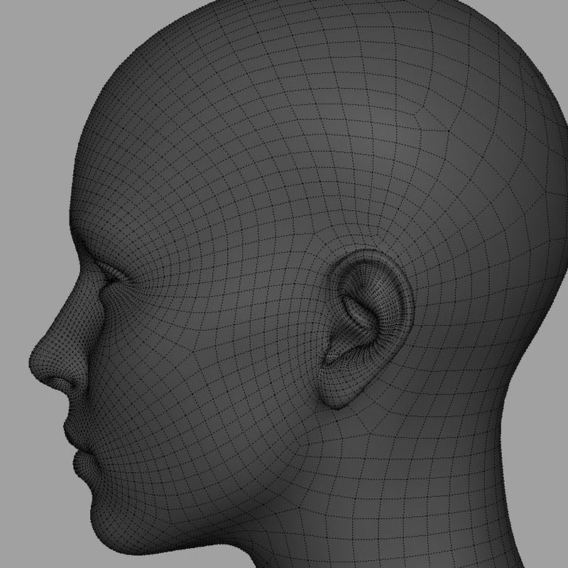 Female Head Low-poly 3D model_12
