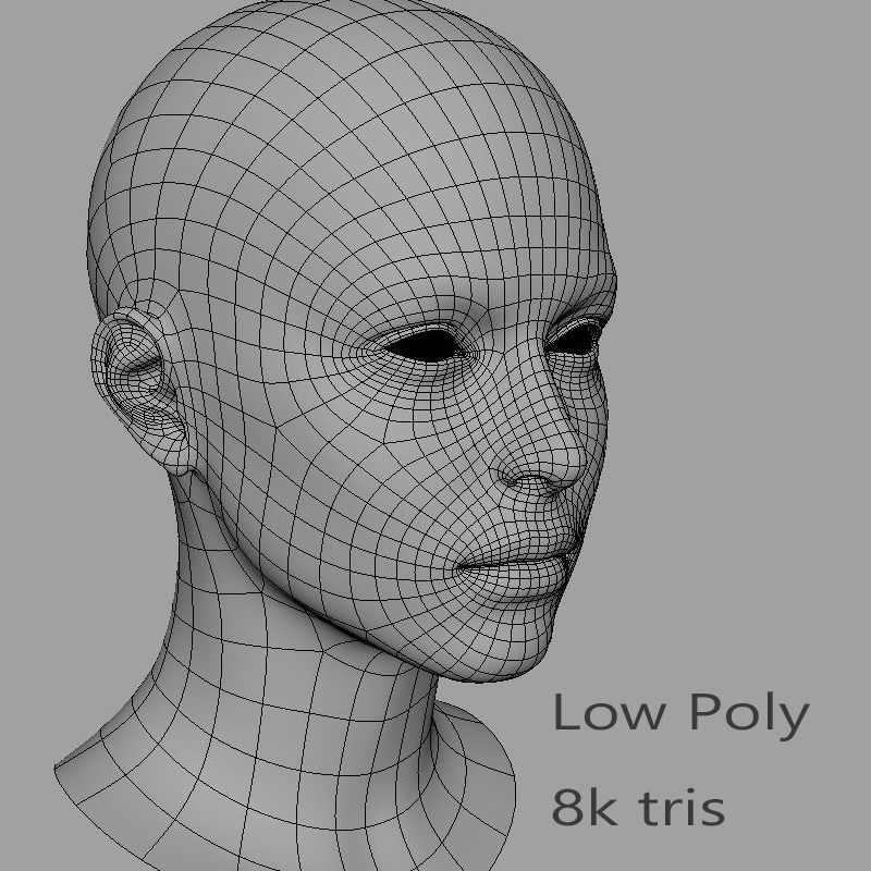 Female Head Low-poly 3D model_13