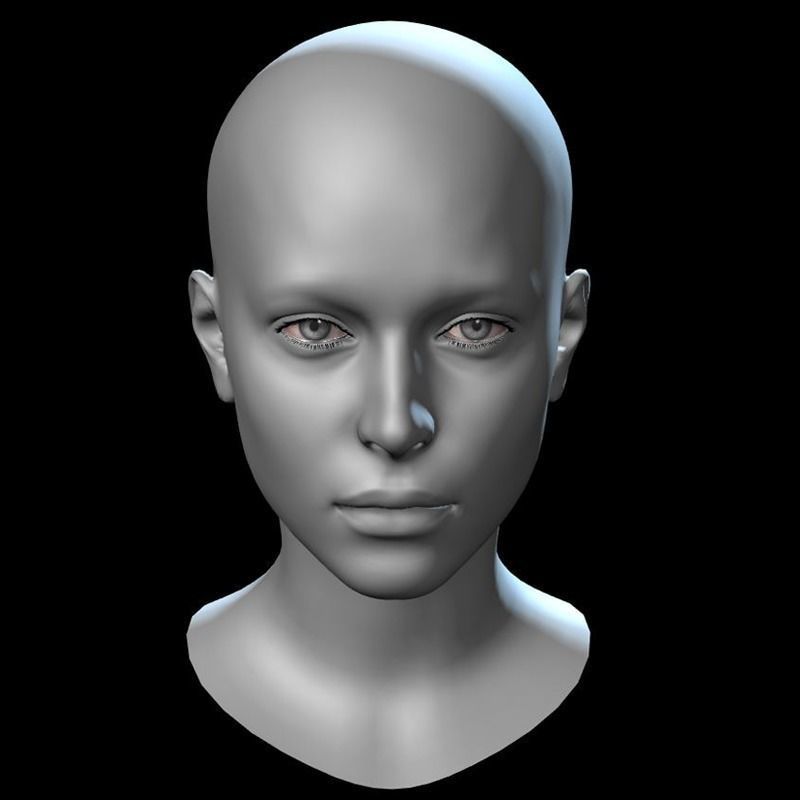 Female Head Low-poly 3D model_0