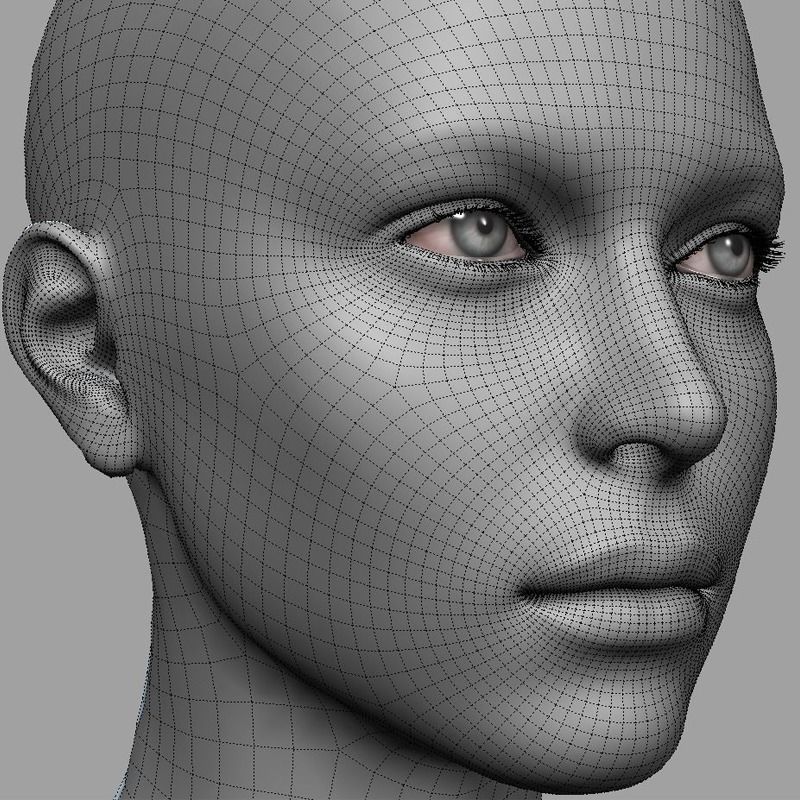 Female Head Low-poly 3D model_9
