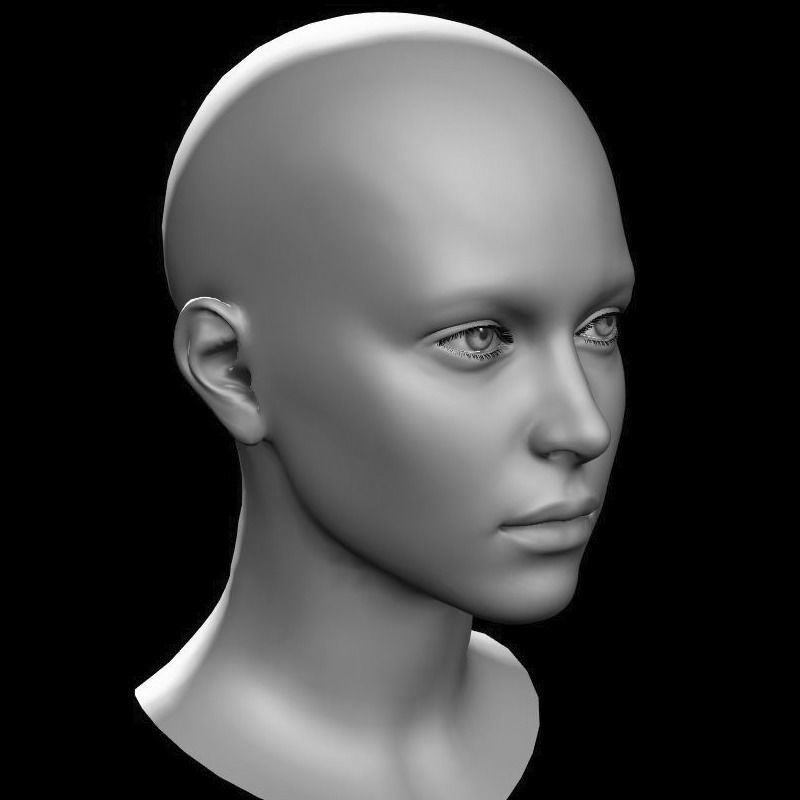 Female Head Low-poly 3D model_2