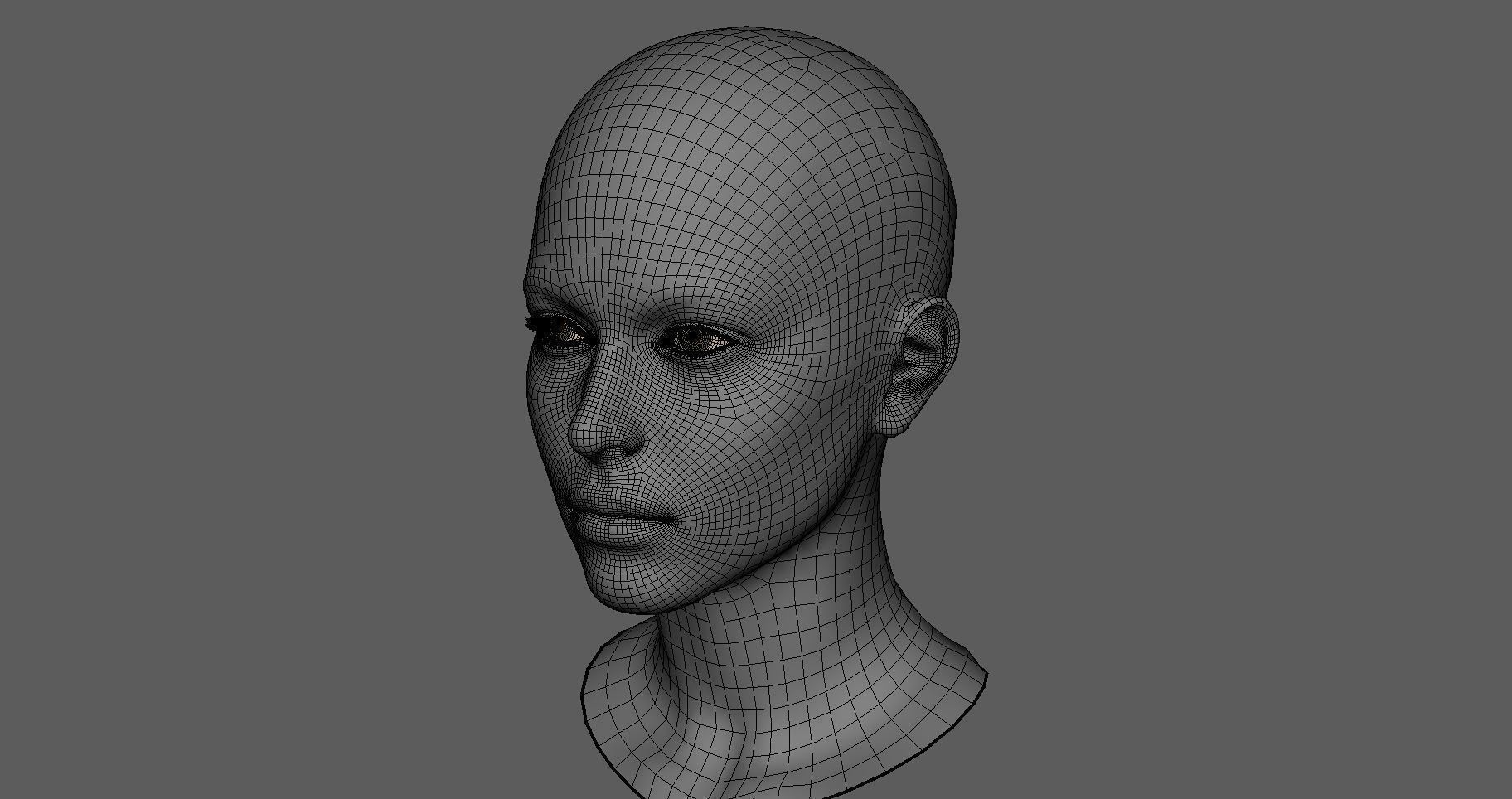 Female Head Low-poly 3D model_15