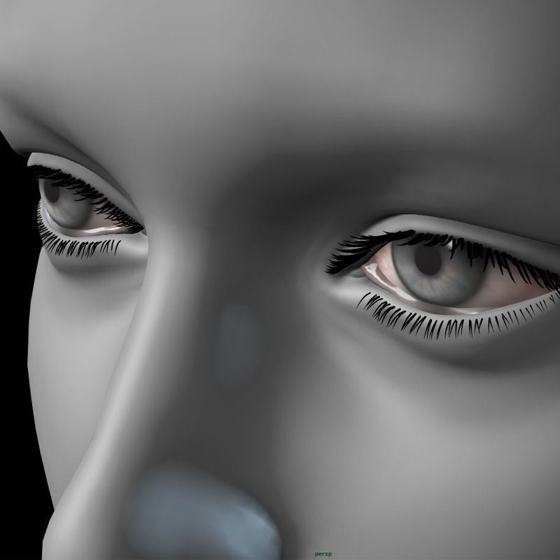 Female Head Low-poly 3D model_6