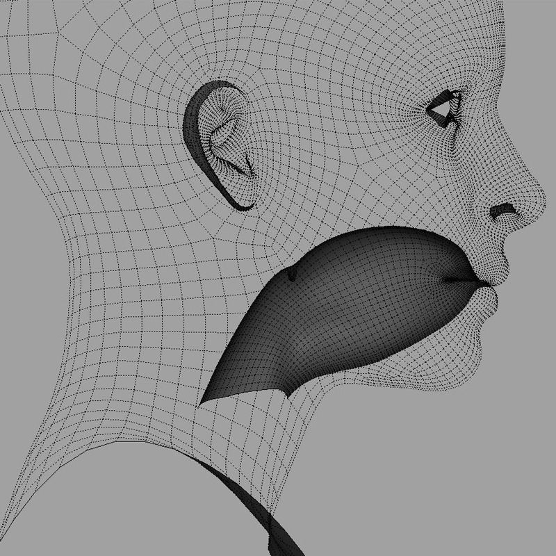 Female Head Low-poly 3D model_8