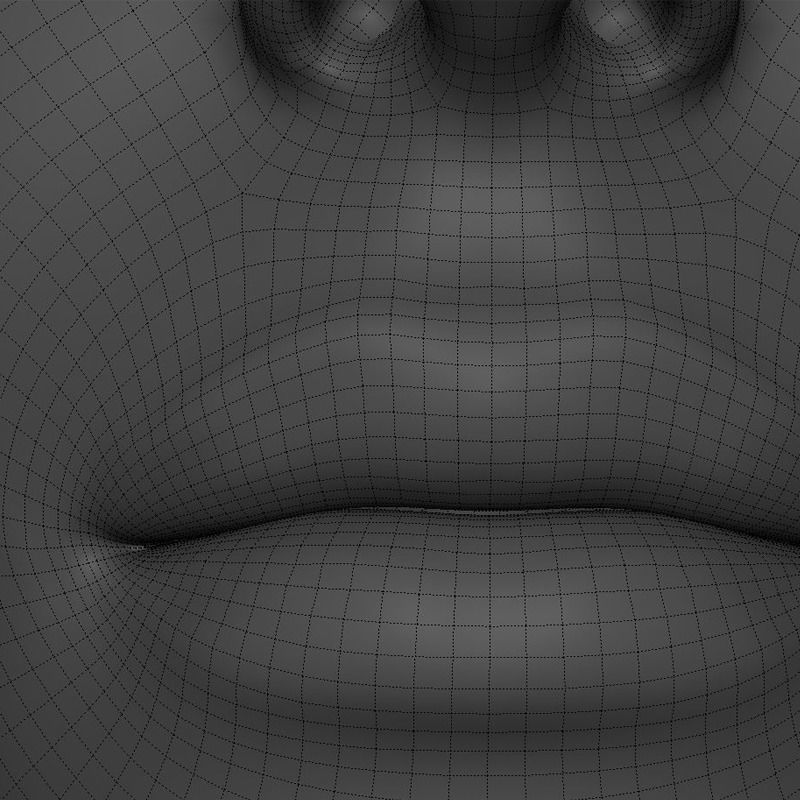 Female Head Low-poly 3D model_10