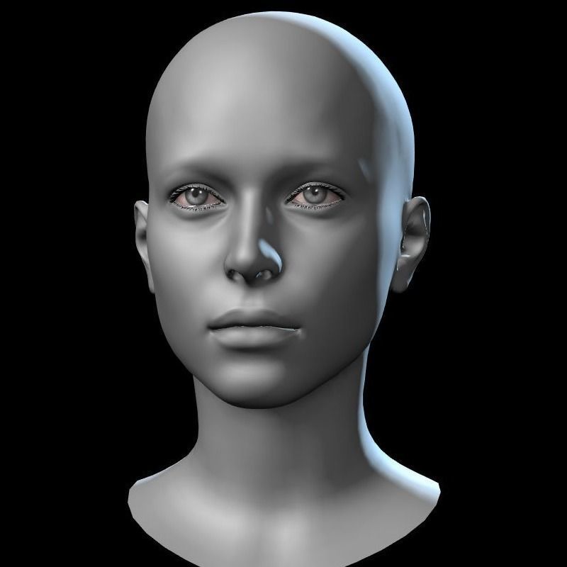 Female Head Low-poly 3D model_1