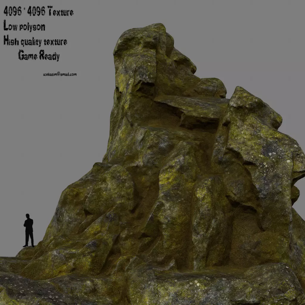 mountain rocks Low-poly 3D model_0