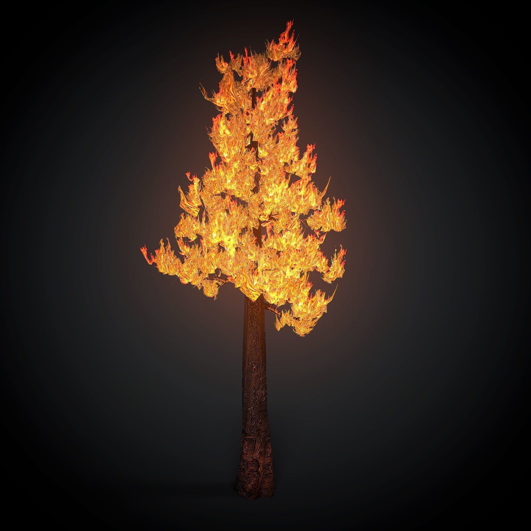 Burning tree big Low-poly 3D model_4