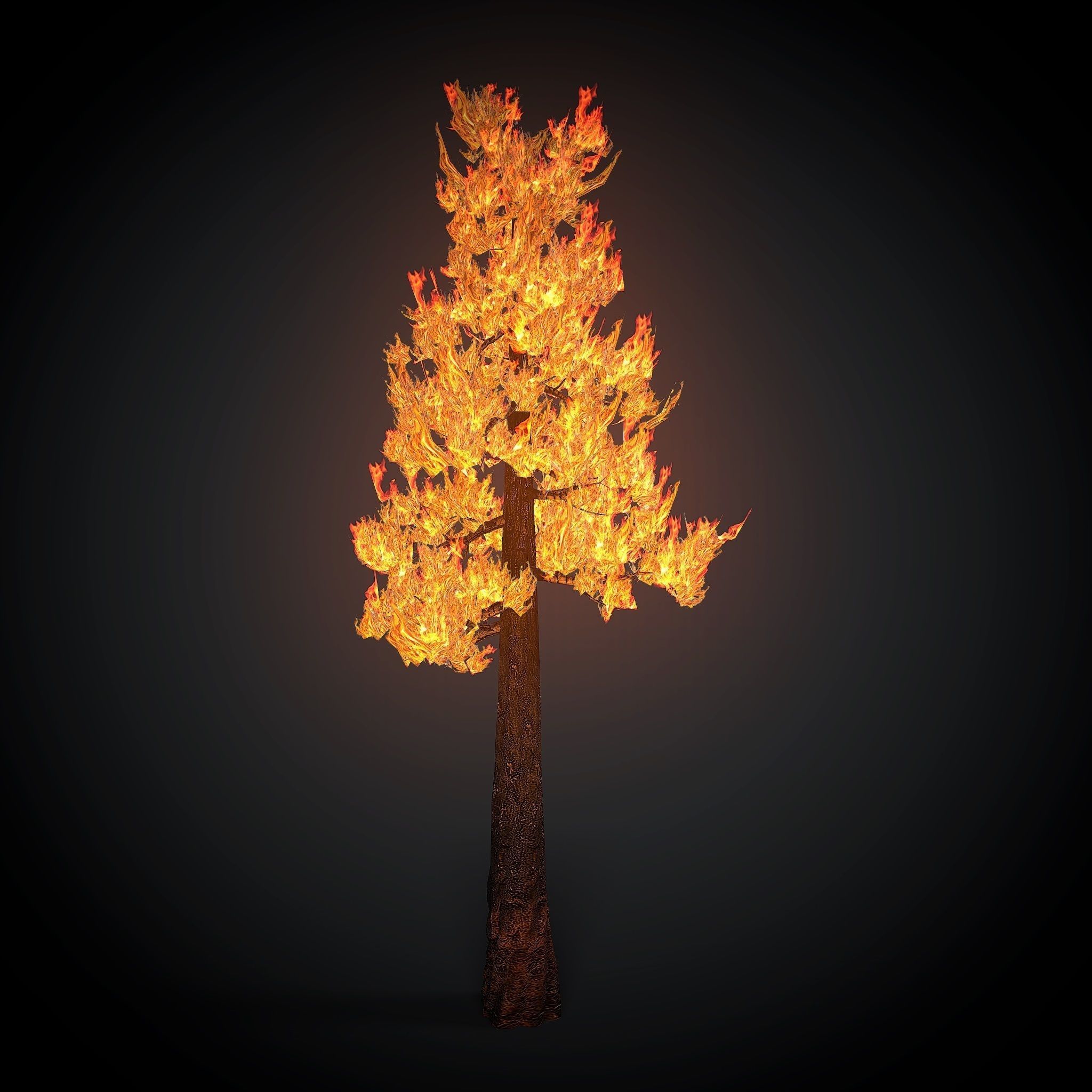 Burning tree big Low-poly 3D model_5